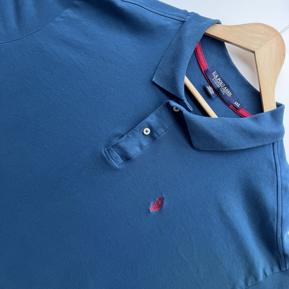 U.S. Polo Assn. Luxury Feel Men's Blue Short Sleeve Polo Shirt 3XL Cotton